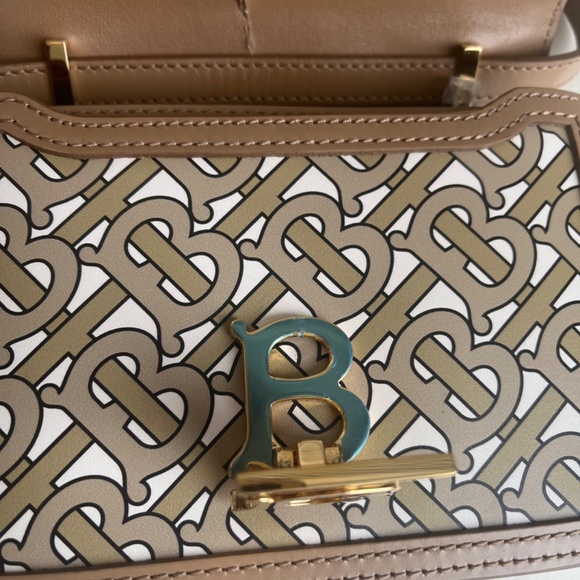 NWT Burberry TB Leather Monogram Small Beige Crossbody Shoulder Bag Purse - Picture 6 of 14